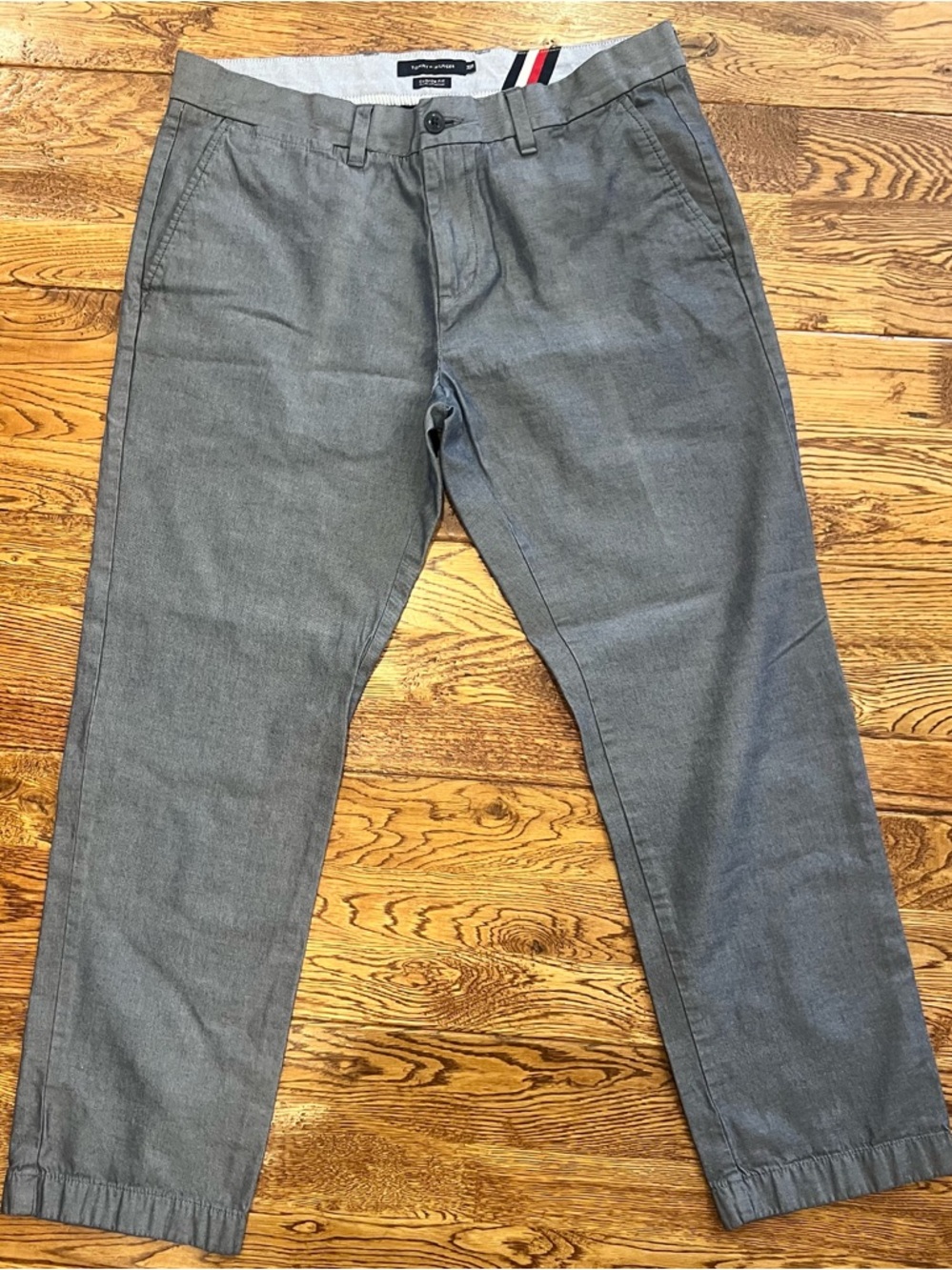 Tommy Hilfiger Blue Custom Fit Slim Straight Tapered Preppy Chinos Slacks Pants